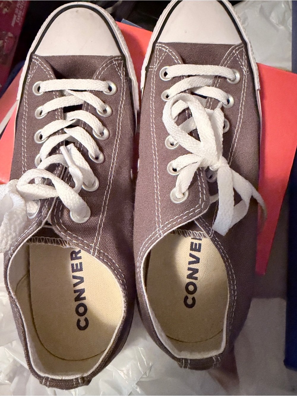 *New without box* Converse Brown Canvas Low-Top Sneakers with White Accents